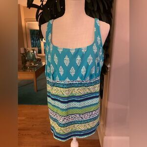 💚💙💚Lands’ End Women’s Blue & Green Regal Print Tankini Top Size 18💚💙💚